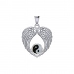 Yin Yang Angel Wing Pendant, Sterling