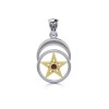 Crescent Moon Garnet Pentacle, Sterling Pendant