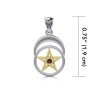 Crescent Moon Garnet Pentacle, Sterling Pendant