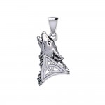 Howling Celtic Wolf Pendant, Sterling