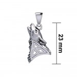 Howling Celtic Wolf Pendant, Sterling