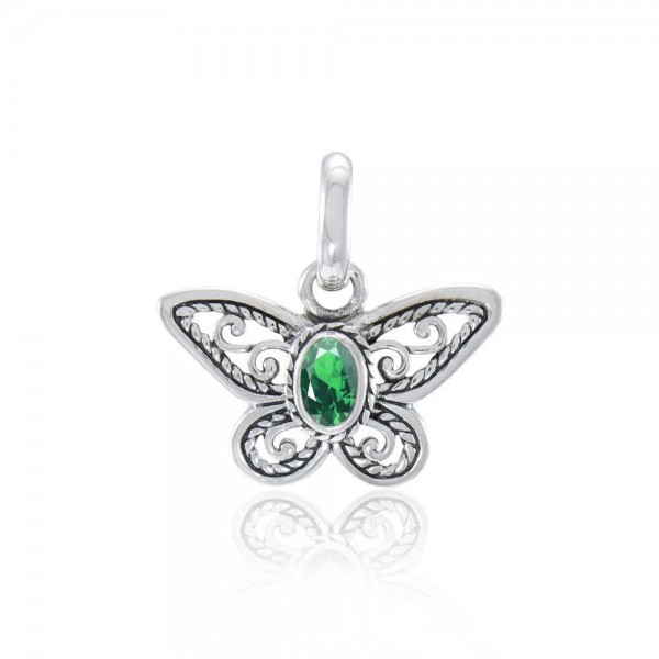 Butterfly Pendant, syn. Emerald