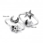 Moon & Star Flip Ring, Sterling
