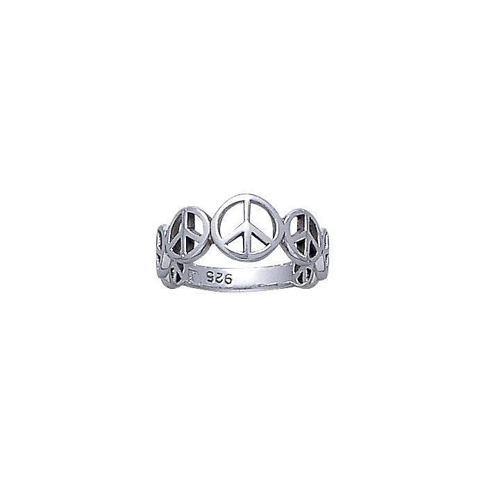 Anneau de signe de paix, Sterling Anneau de signe de paix, Sterling