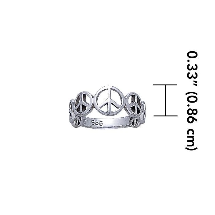 Anneau de signe de paix, Sterling Anneau de signe de paix, Sterling