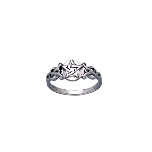 Dainty Pentacle Ring, White Bronze