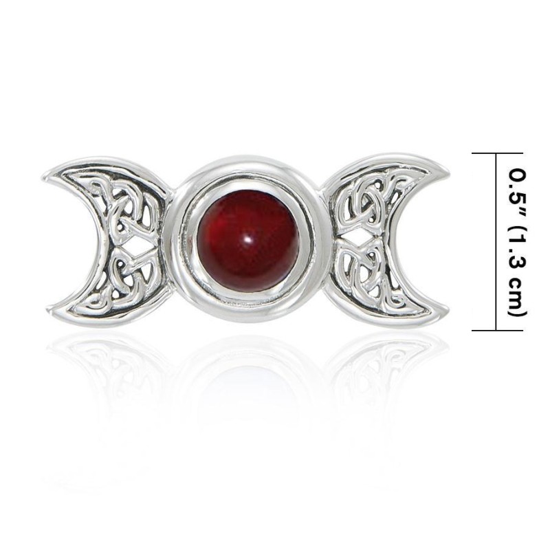 Pendentif Celtique Triple Lune, Grenat Pendentif Celtique Triple Lune, Grenat