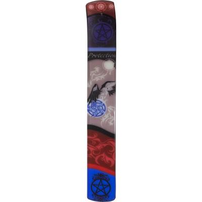 Glass Incense Holder, Pentacle Raven Glass Incense Holder, Pentacle Raven