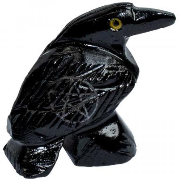 Black Onyx Raven With Pentacle
