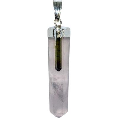 Pendentif Quartz Rose & Tourmaline Pendentif Quartz Rose & Tourmaline