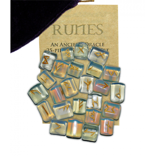 Rune Set, Pouch & Booklet - Opalite