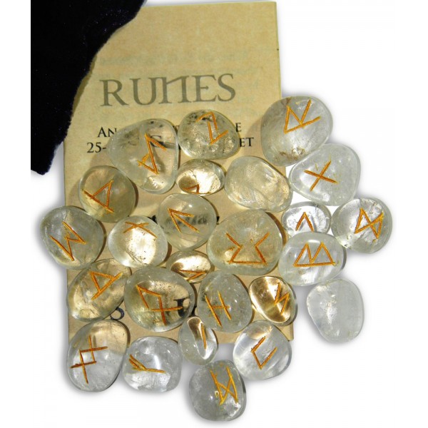 Rune Set, Pouch & Booklet - Quartz Crystal