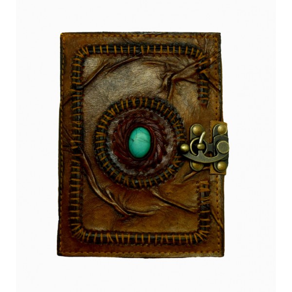 Old World Journal With Turquoise Stone