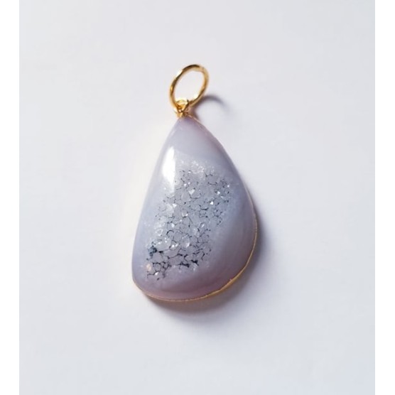 Druzy Pendant, Gray