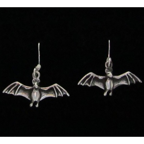 Bat Dangle Earrings, Sterling