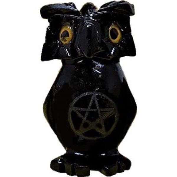 Black Onyx Owl with Pentacle