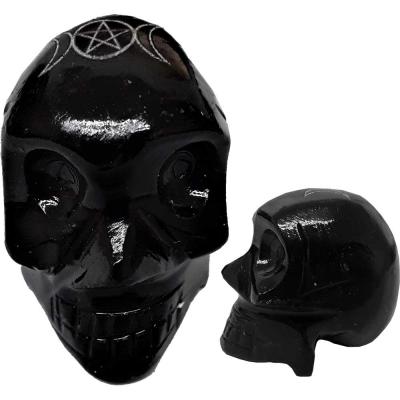 Black Onyx Skull with Triple Moon Design Black Onyx Skull with Triple Moon Design