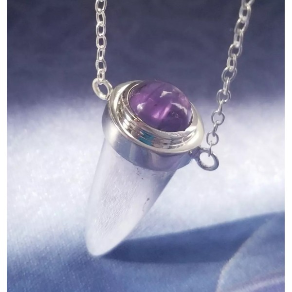 Amethyst & Quartz Pendulum Necklace