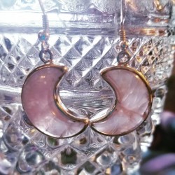 Rose Quartz Moon Earrings