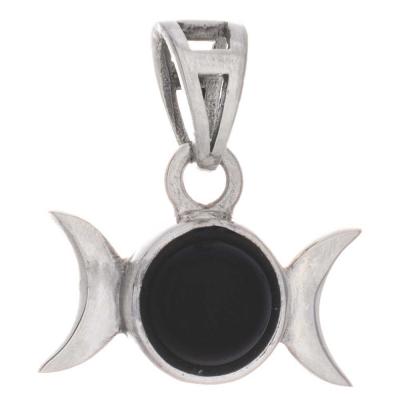 Pendentif Triple Lune, Onyx Noir