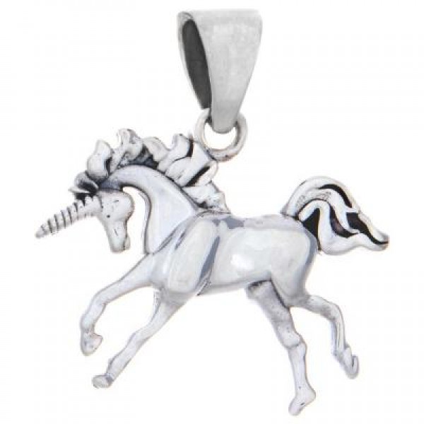 Prancing Unicorn Pendant, Sterling