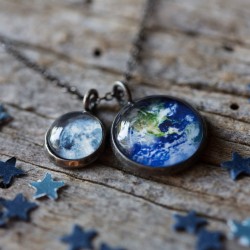 Earth & Moon Necklace Duo - Earth Day