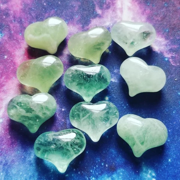 Green Fluorite Puffy Mini Heart