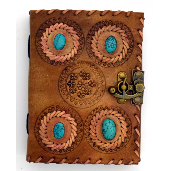 Leather Journal, Turquoise Stones
