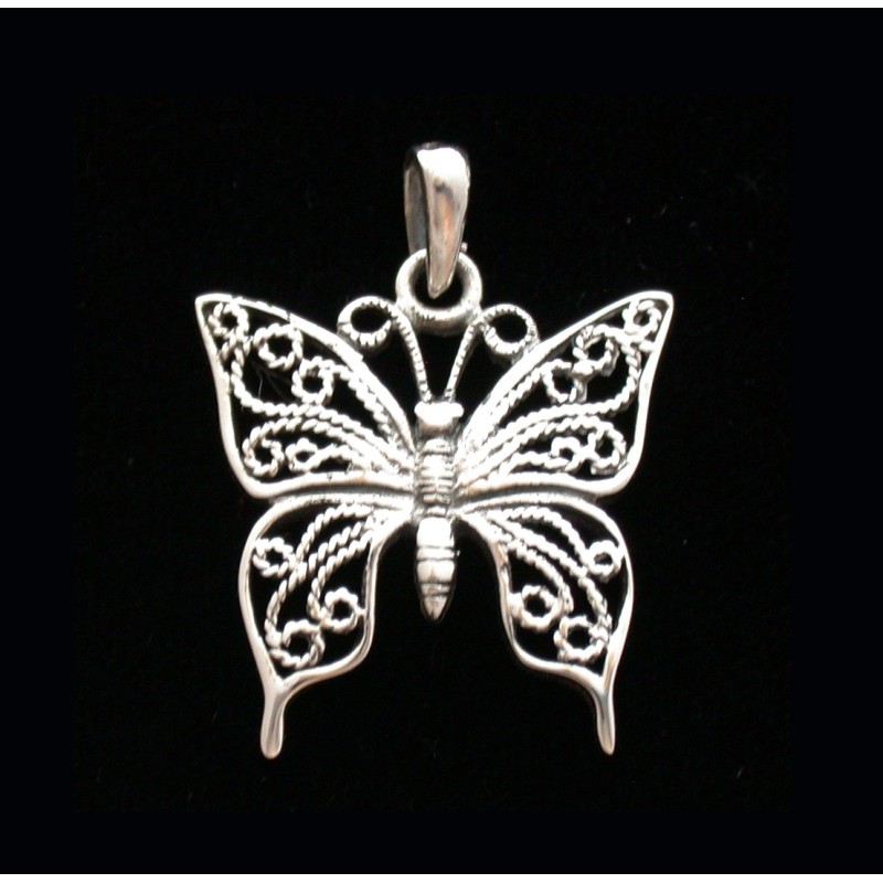 Pendentif papillon en filigrane, Sterling