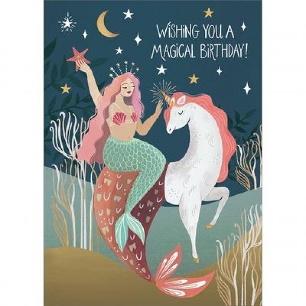 Greeting Card: Mermaid Unicorn Birthday
