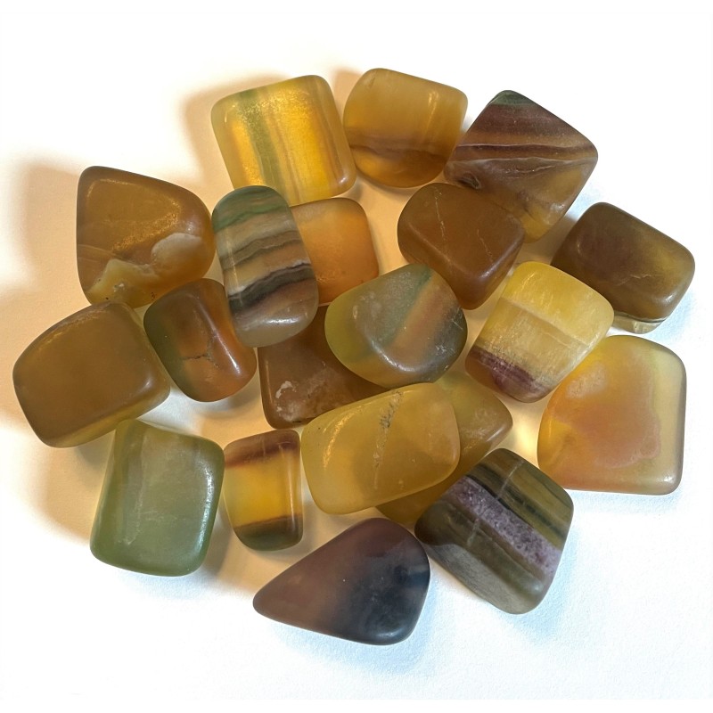 Fluorite arc-en-ciel (variété jaune), Tumbled Fluorite arc-en-ciel (variété jaune), Tumbled