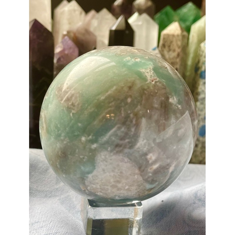 Carribean Blue Calcite Sphere, B Carribean Blue Calcite Sphere, B