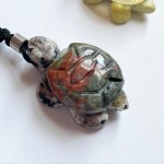 Love Our Earth Turtle Necklace - Unakite Jasper