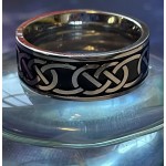 Celtic Knot & Black Enamel Ring, Stainless Steel
