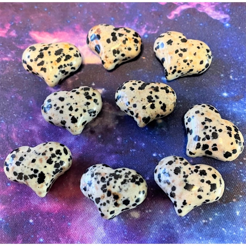 Mini Puffy Heart - Dalmatian Jasper Mini Puffy Heart - Dalmatian Jasper