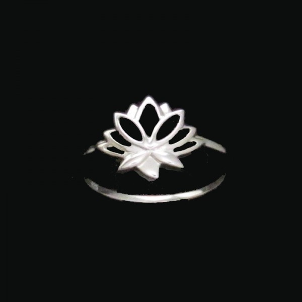 Dainty Lotus Flower Ring, Sterling