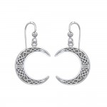 Celtic Crescent Moon Earrings, Sterling