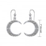 Celtic Crescent Moon Earrings, Sterling