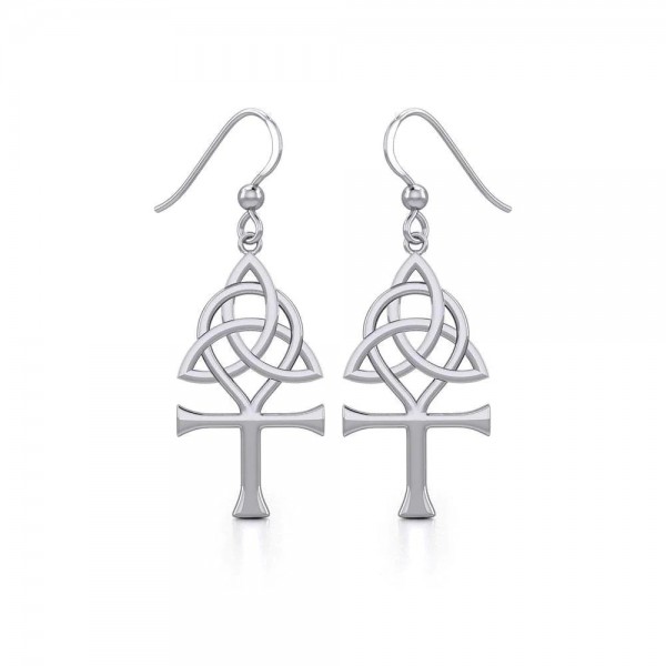 Triquetra Ankh Earrings, Sterling