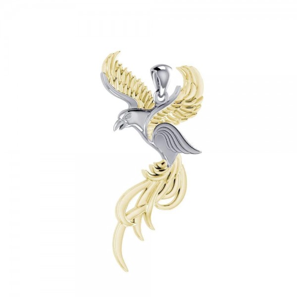 Soaring Phoenix Pendant, Gold and Silver