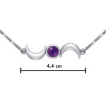 Crescent Moons Amethyst Necklace, Sterling