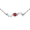 Collier Grenat Crescent Moons, Sterling