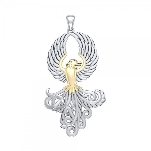 Majestic Phoenix Pendant, Silver and Gold