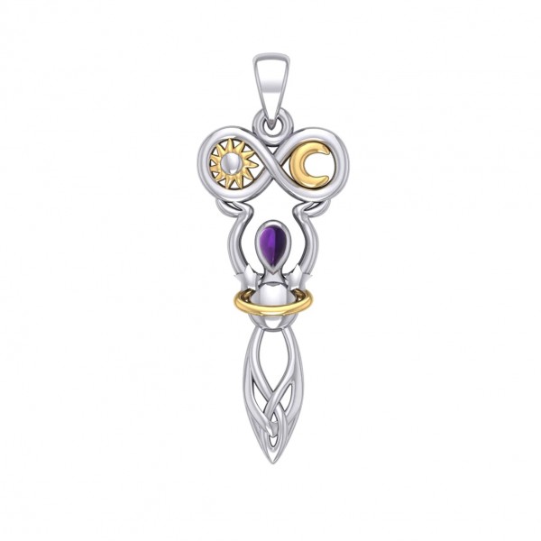 Celtic Goddess of the Universe Pendant, Sterling & Moonstone