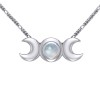 Blue Moon Silver Necklace - Rainbow Moonstone Blue Moon Silver Necklace - Rainbow Moonstone