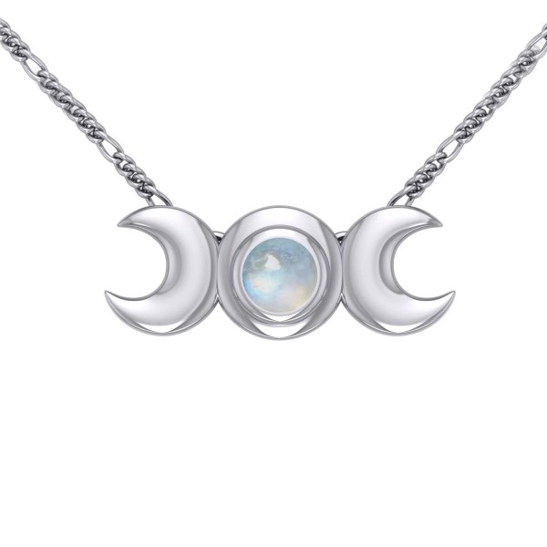 Blue Moon Silver Necklace - Rainbow Moonstone