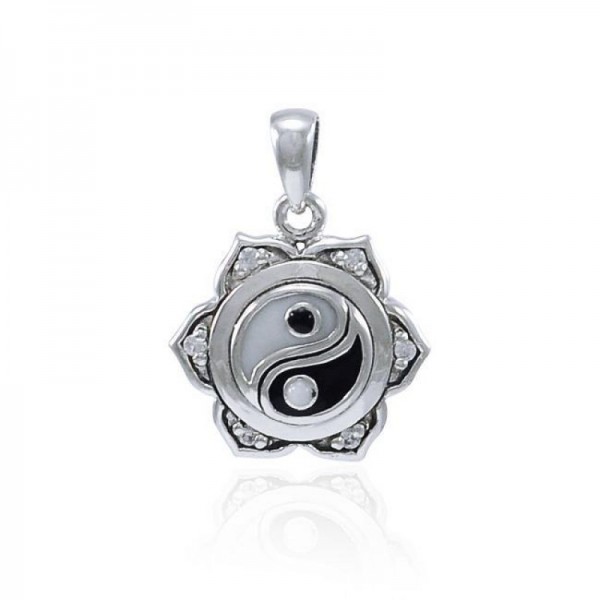 Yin Yang Lotus Pendant, Sterling