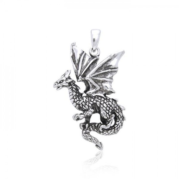 Fantasy Dragon Pendant, Sterling