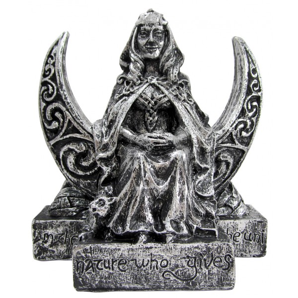 Statue de la déesse de la lune, finition argentée