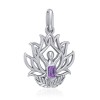 Amethyst Yoga Lotus Pendant, Sterling Amethyst Yoga Lotus Pendant, Sterling